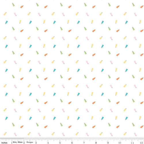 Hush Hush 3 by Riley Blake Designs Starlight by Christopher Thompson soft white or cream background tiny scattered popsicles orange blue yellow green  low volume quilt quality and weight fabric