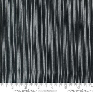 Sweet and Plenty Basics by Me and My Sisters Design charcoal black background  irregular dense skinny stripes quilt weight quality fabric 