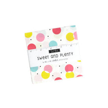 Load image into Gallery viewer, Sweet and PLenty 5&quot; Charm Pack Bundle by Me and My Sisters Designs quilt weight cotton 34 prints colorful basics bright blue pink yellow orange black bubbles squiggles and lines 
