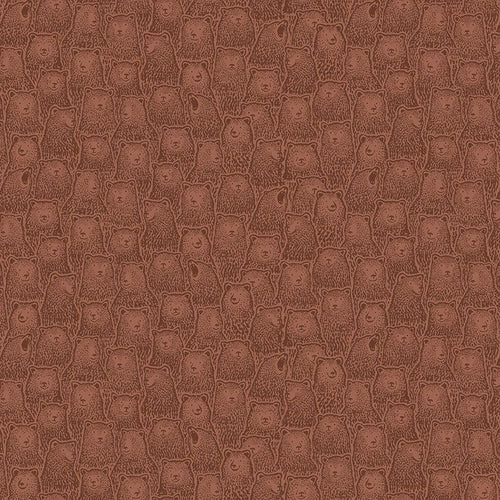 Dear Stella Fabrics Bear With Me in Pecan brown tone on tone bears head face layered outdoors camping woods cotton quilt fabric for quilting garments bags sewing projects