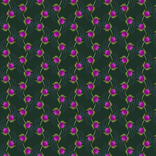 Anna Maria Horner Made My Day Collection Cheer in Forest Green Vibrant Hot Pink Flower Buds Free Spirit Fabric Cotton Quilt Garment Material