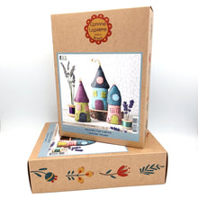 Load image into Gallery viewer, Felt Houses Cottages Lavender Filled Wool mix felt kit Corinne LaPierre embroidery