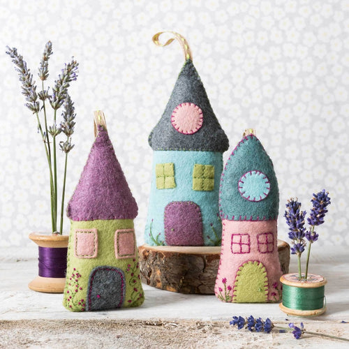 Felt Houses Cottages Lavender Filled Wool mix felt kit Corinne LaPierre embroidery 