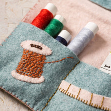 Load image into Gallery viewer, Corinne Lapierre sewing roll felt craft kit embroidery pincushion needle minder pockets gift quilter quilting