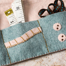 Load image into Gallery viewer, Corinne Lapierre sewing roll felt craft kit embroidery pincushion needle minder pockets gift quilter quilting