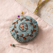 Load image into Gallery viewer, Corinne Lapierre sewing roll felt craft kit embroidery pincushion needle minder pockets gift quilter quilting