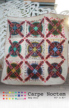 Load image into Gallery viewer, Carpe Noctem Quilt Pattern by Eye Candy Quilts Anneliese Johnson paper pieced with curved seams flying geese cross in the center of a circle that makes a star jagged edges finish the circle throw size