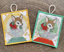 Load image into Gallery viewer, Snow Globe Glitter Ornament Postcard Pattern Deer Christmas