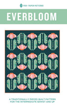 Load image into Gallery viewer, Everbloom Quilt Pattern by Pen + Paper pattern designs traditionally pieced intermediate skill level cactus flower with leaves coneflower multiple sizes