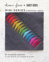 Load image into Gallery viewer, Mini Series Stretched Geese Quilt Block Pattern by Guicy Guice and Alison Glass Tiny Block in a Range of Sizes Foundation Paper Pieced