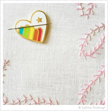 Load image into Gallery viewer, Heart Shape Rainbow strong magnetic needle minder embroidery
