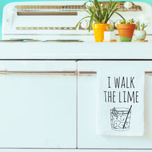 Load image into Gallery viewer, Punny Pun Flour Sack Dish Towel I Walk the Lime Moonlight Makers 100% Cotton