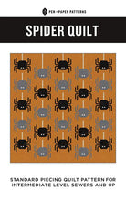 Load image into Gallery viewer, Pen + Paper Patterns Spider Quilt Intermediate traditional piecing pattern throw size quilt with bonus jumbo block for wall hanging or pillow