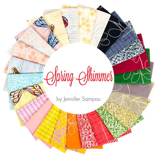 Offers Spring Shimmer fabric fat quarter bundle designed by Jannifer Sampou