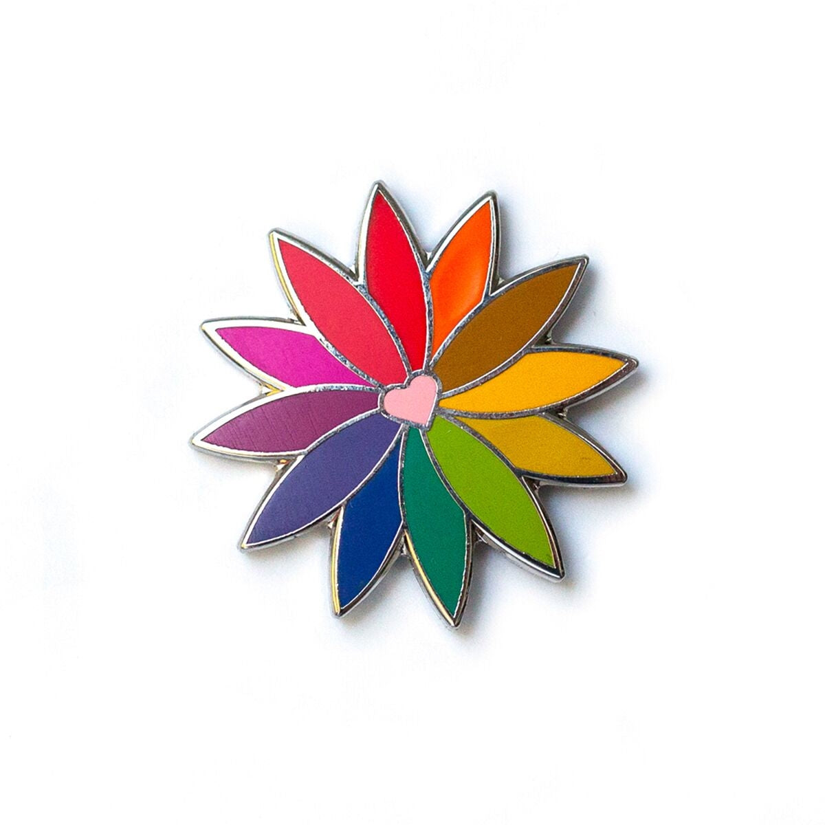 Alison Glass Rainbow Flower Pin in Pink
