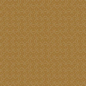 Curious Paths in Saffron golden brown mustard color with soft tone on tone geometic design for low volume background or basic Summer Folk Collection by Lissie Teehee for Cotton and Steel Fabrics high quality quilting weight cotton fabric for quilts bags sewing projects clothing garments