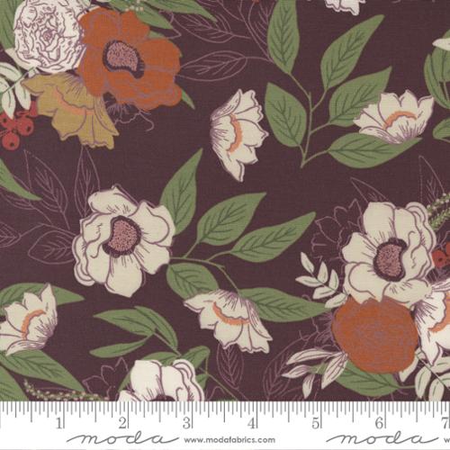 slow stroll large floral print plum background fall fabric