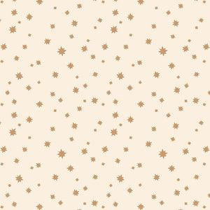 Dear Stella Fabric Cream Stars Rae Ritchie Designs cream background gold irregular stars tossed quilt weight coton 