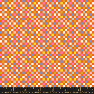 Ruby Star Society Moda Fabric Washi plus Rashida Coleman Hale novelty quilt weight fabric pixels in orange and multiple colors yellow pink brown blue tiny squares