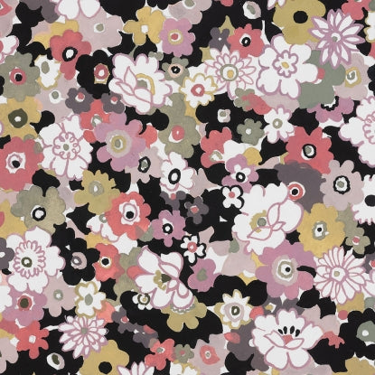 A Ghastlie Grove by Alexander Henry Fabrics blush pink sage green gold rose lavender and white cluster of flowers coordinate for the Ghastlie Getaway collection material fabric perfect for a fussy cut quilt tote bag garment or project