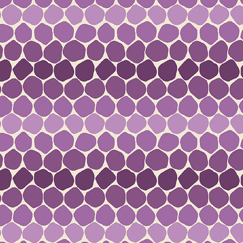 Bee Haven Rachel Rossi Benartex Fabrics varying shades of purple honeycomb quilt weight cotton