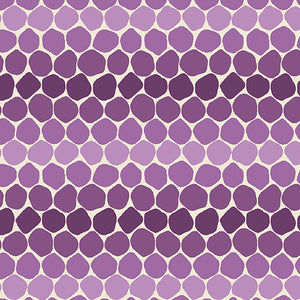 Bee Haven Rachel Rossi Benartex Fabrics varying shades of purple honeycomb quilt weight cotton