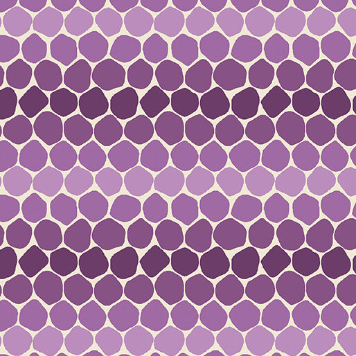 Bee Haven Rachel Rossi Benartex Fabrics varying shades of purple honeycomb quilt weight cotton