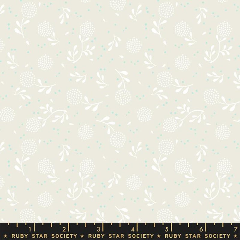 novelty flowers Backyard by Sarah Watts for Ruby Star Society Moda Fabrics  cream background with cream dandelions and leaves quilt weight cotton