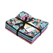 Load image into Gallery viewer, Backyard fat quarter bundle by Ruby Star Society blue aqua turquoise ultra violet pink orange green flowers botanicals butterflies foliage leaves quilt weight fabric garden 
