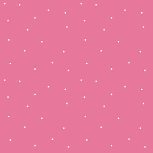 Hexie Sprinkle on Hot Pink from the Imagine fabric collection by Quiet Play Kristy Lea for Riley Blakes Designs scattered tiny white hexie hexy geometric shapes on a deep pink background  high quality material for quilts garments bags and other sewing projects