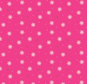 Bloom Blissful Hot Pink Kristy Lea Quiet Play Riley Blake Designs quilt cotton floral pink flowers tiny rainbow ladybugs