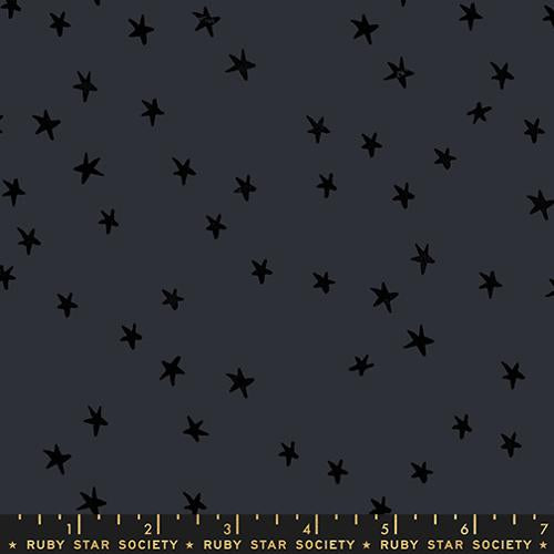Moda Fabric Ruby Star Society Starry quilt fabric scattered stars black on charcoal gray background