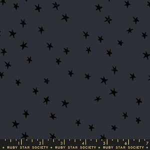 Moda Fabric Ruby Star Society Starry quilt fabric scattered stars black on charcoal gray background