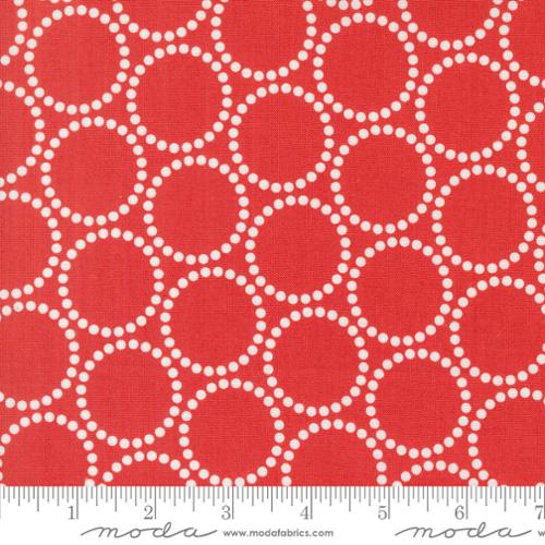 Love Letter LIzzy House Moda Fabrics quilting cotton red background with white pearl bracelet clusters 