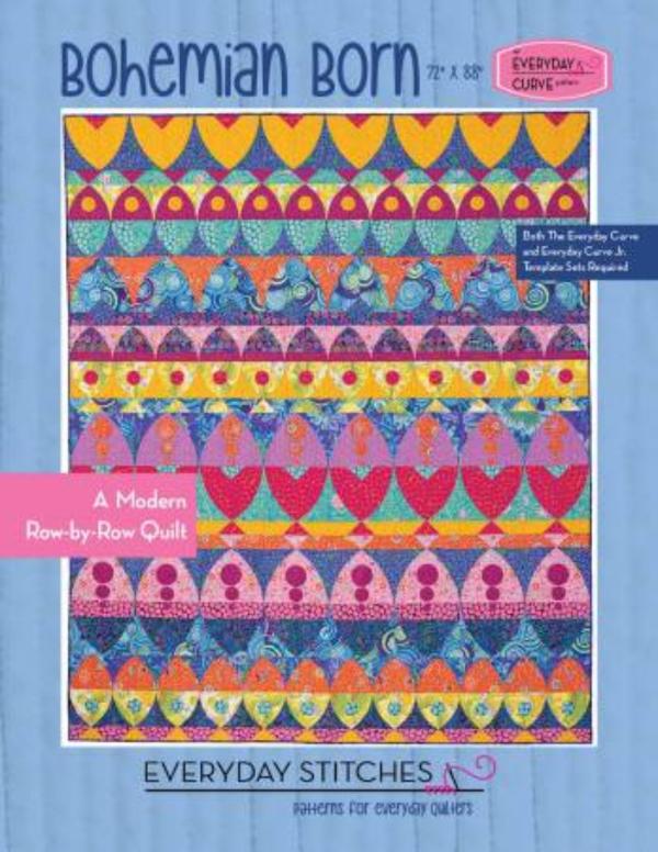 Bohemian Born quilt pattern Everyday Stitches curved piecing applique modern row by row quilt template traditional piecing