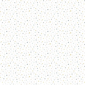 Timeless Treasures novelty print Stars and tiny dots tossed background print mini stars and dots in pale blue gold pink charcoal densely clustered on white background cotton quilt weight fabric 