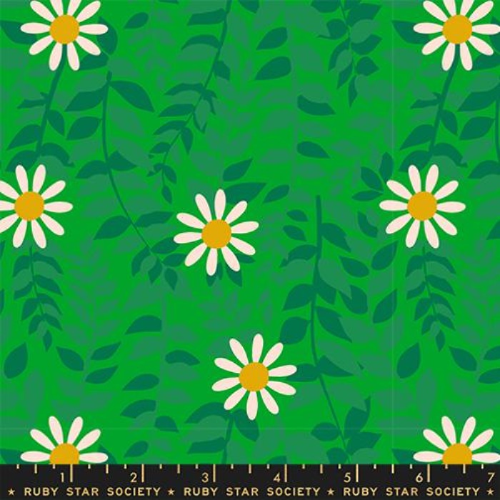 Flowerland Daisies in Verdant by Melody Miller for Ruby Star Society