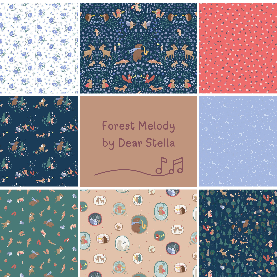 Forest Melody Dear Stella Fat Quarter Bundle Animals in forest playing musical instruments winter themed