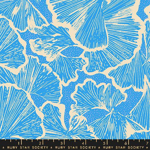 Ruby Star Society Sara Watts Moda Fabric cotton quilt bag garment Lindley Blue ginkgo leaves 