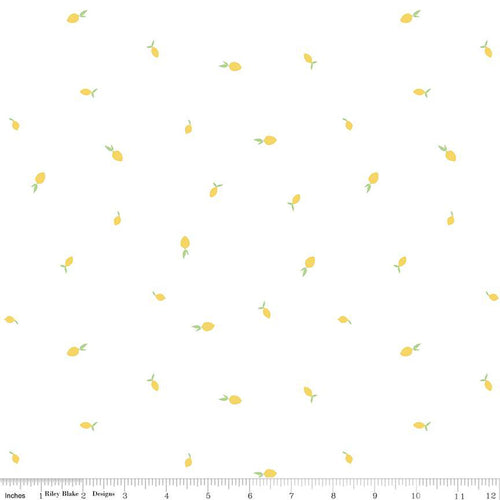 Hush Hush 3 by Riley Blake Designs Starlight by Kristy Lea soft white background tiny scattered cream tiny lemons soft yellow and light green leaf low volume quilt quality and weight fabric
