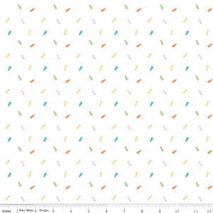 Hush Hush 3 by Riley Blake Designs Starlight by Christopher Thompson soft white or cream background tiny scattered popsicles orange blue yellow green  low volume quilt quality and weight fabric