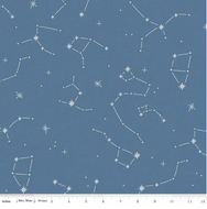 Hoist the Sails Constellations Denim Blue Wide Back Wideback quilt backing soft blue with stars scattered cotton Riley Blake Designs