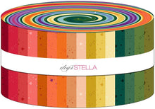 Load image into Gallery viewer, Kitty Litter by Dear Stella basic scattered tiny cat heads dots rainbow colors jelly roll 2.5 inch
