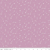 Moonchild Starfall Thistle purple scattered vintage style stars and white on lavender background cosmic quilt weight cotton