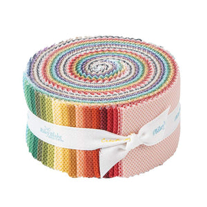 Rolie Polie 2.5" soft tone on tone tiny polka dot rainbow colors quilt weight cotton Riley Blake designers fabric