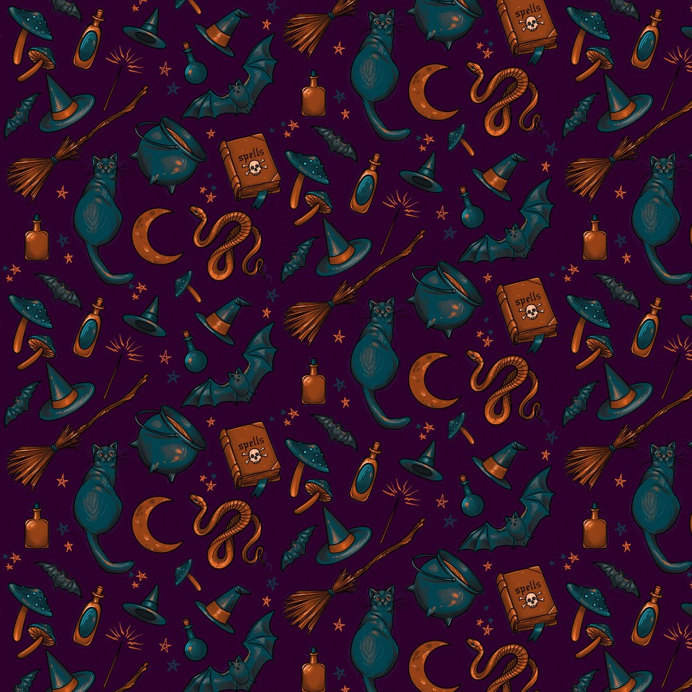 Mystic Moonlight Cottage Halloween in Purple