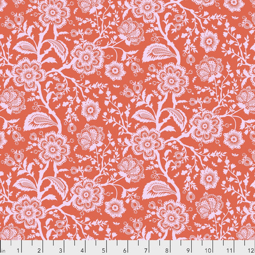 Tula Pink Pinkerville 2019 Freespirit Fat Quarter floral lace pink orange with hot pink accent out of print hard to find cotton quilt fabric