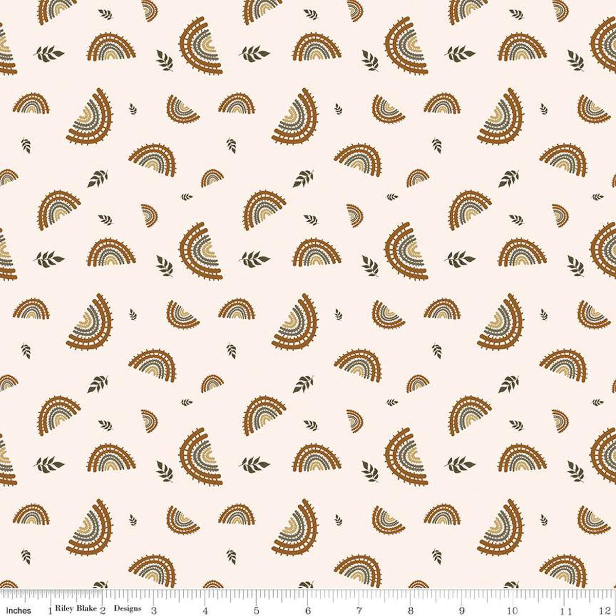 Round the Mountain Railroad Cream Riley Blake Designs outdoorsy earthy rainbow traintracks on creamby Casey Cometti Quilt weight quality cotton fabric