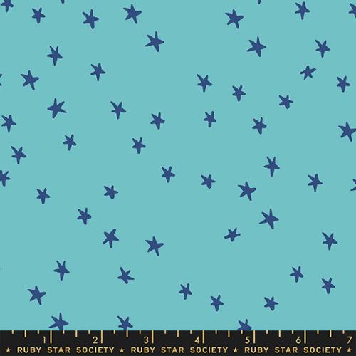 Ruby Star Society Turquoise Starry dark blue scattered tossed primitive stars in various sizes basic Moda fabrics cotton quilt fabric 