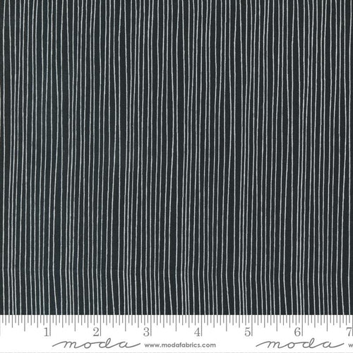 Sweet and Plenty Basics by Me and My Sisters Design charcoal black background  irregular dense skinny stripes quilt weight quality fabric 